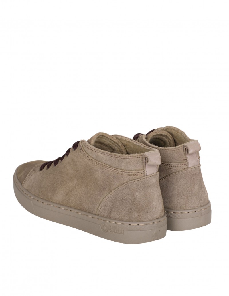 Botines Cordones Hombre Serraje Beige