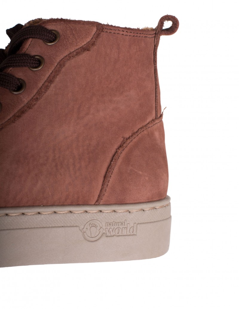 NATURAL WORLD Botines Piel Marron detalle