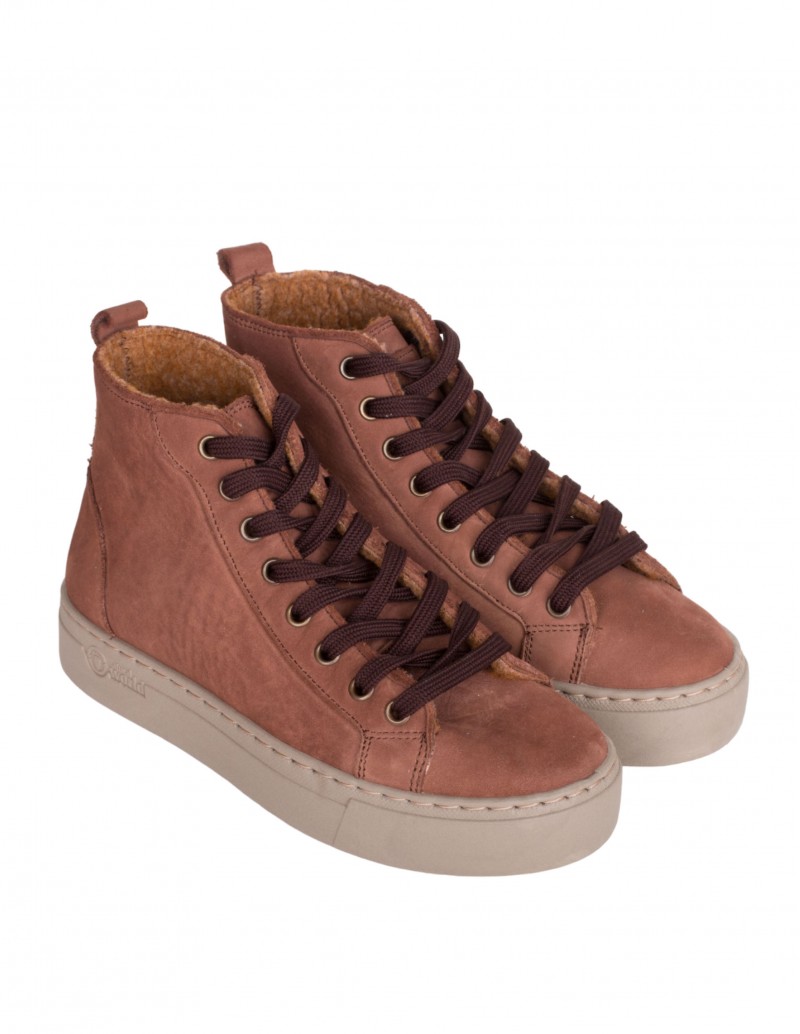 Botas Cordones Plataforma Marron