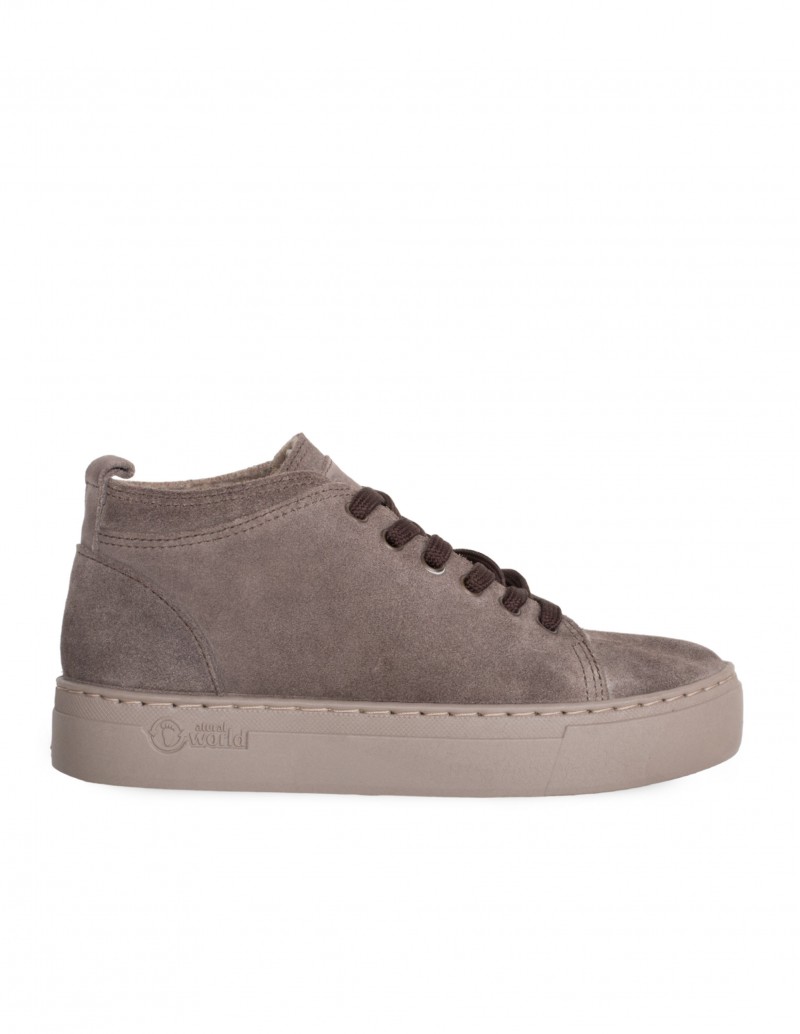NATURAL WORLD Botines Cordones Plataforma Grises