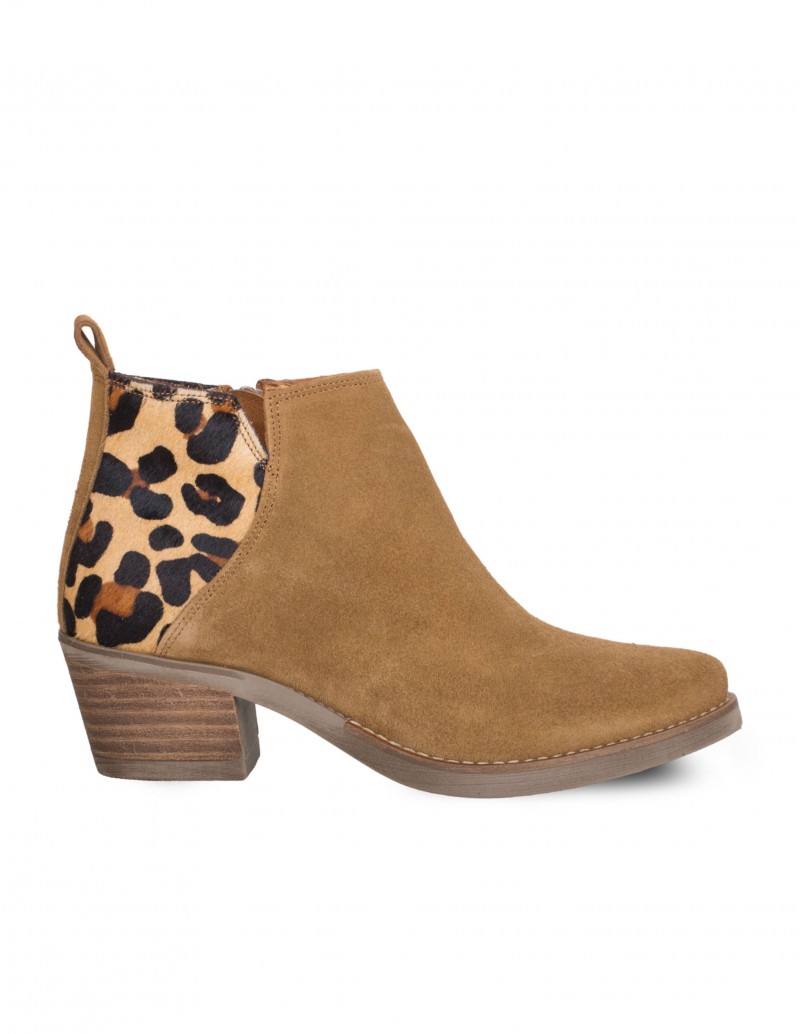 Botines Camperos Camel Leopardo PERA LIMONERA