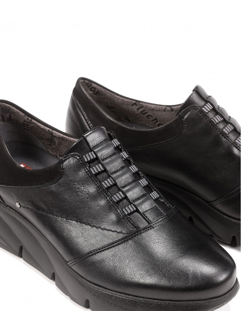 Zapatos Cordones Elásticos Negros Mujer - PERA LIMONERA