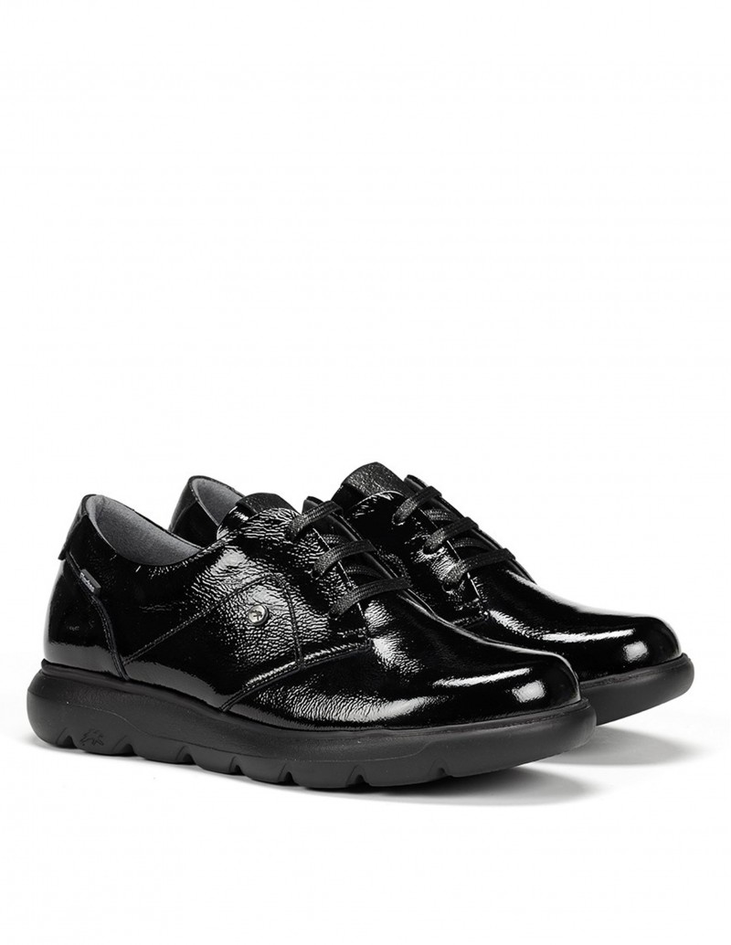 Zapatos Cordones Mujer Charol Negros