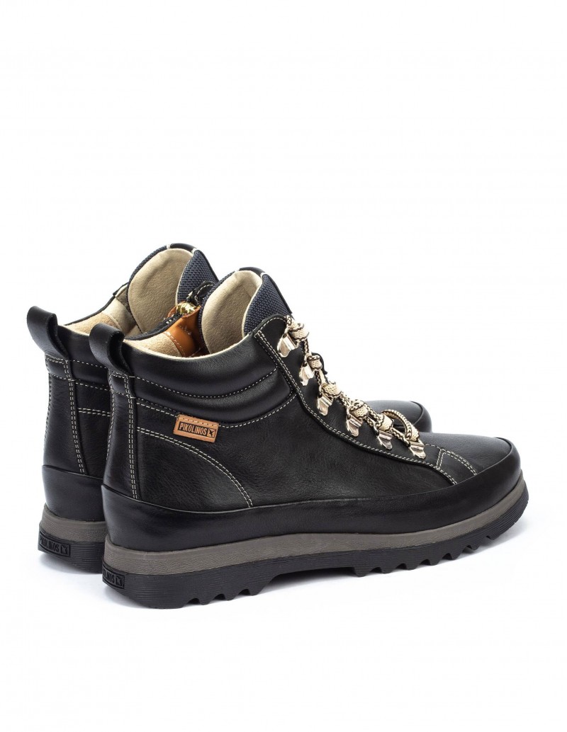 Botas Cordones Piel Negras Mujer