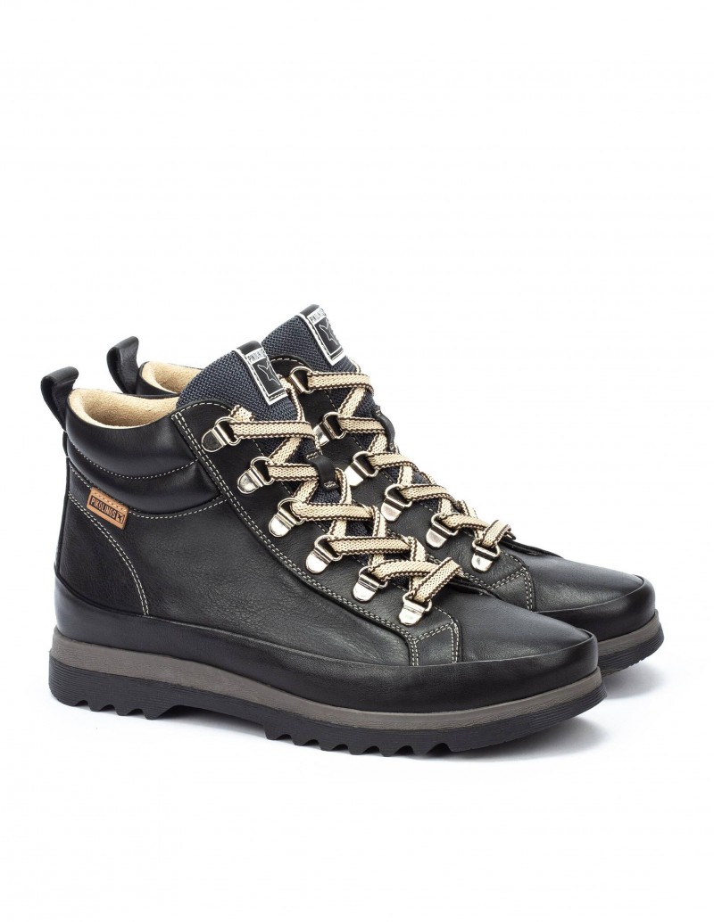 Botas Cordones Montaña Mujer Negras