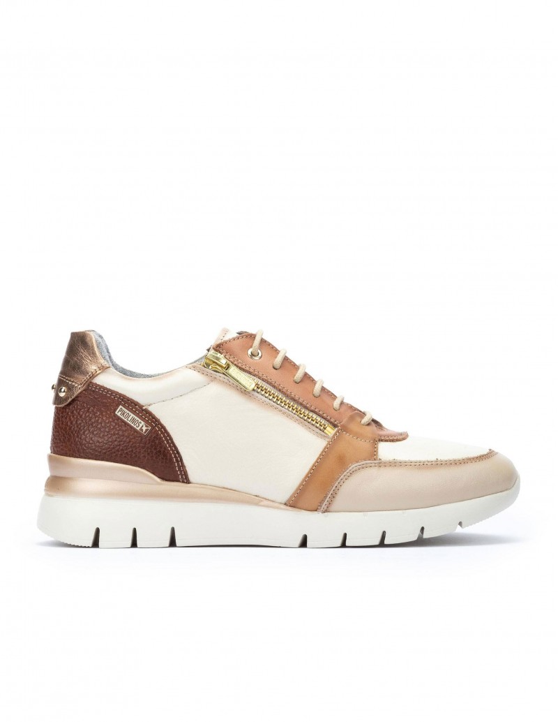 Zapatos Deportivos de Cuña Pikolinos Beige Combinados