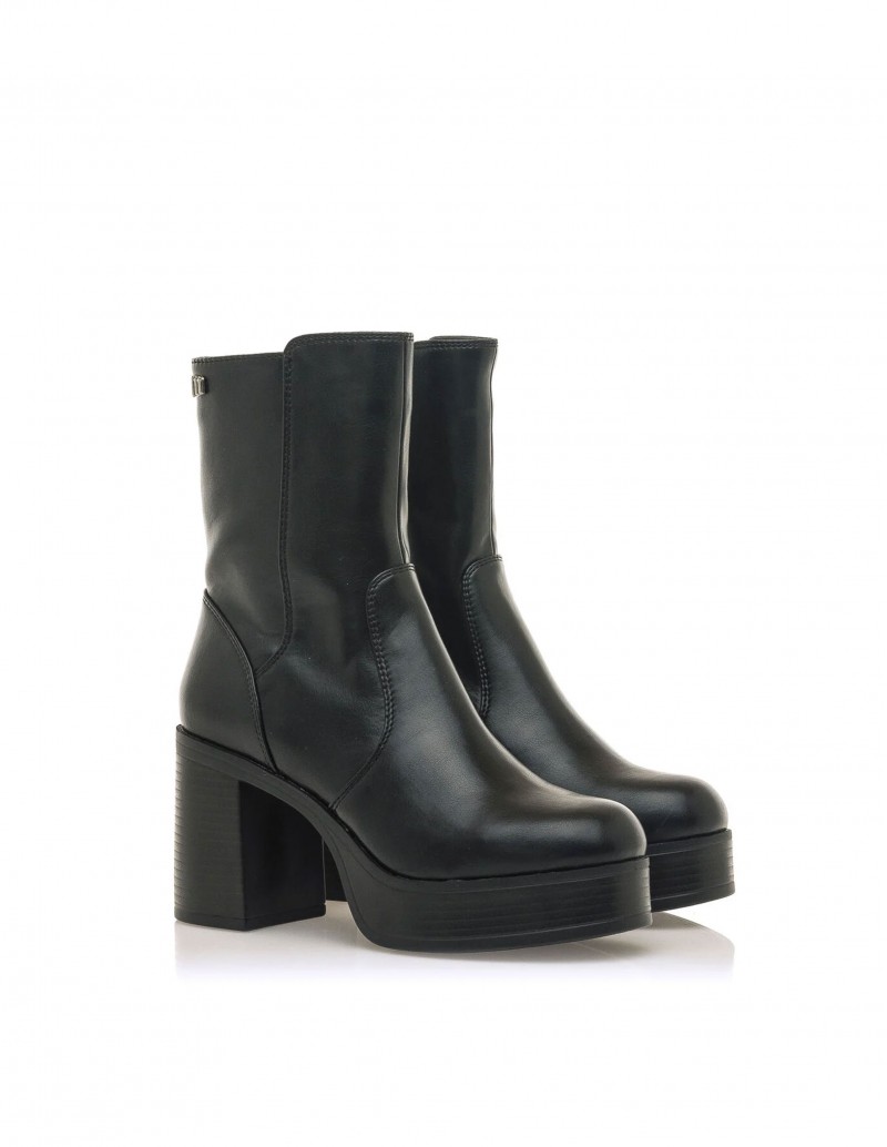 Botines Plataforma Negros Tacón Ancho