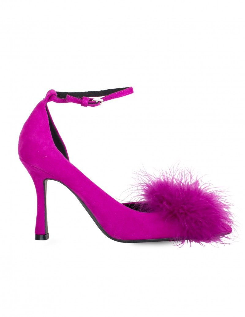 Zapatos Salón Pulsera Pompón Fucsia