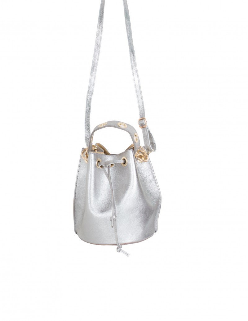 Bolso Bombonera Piel Plata