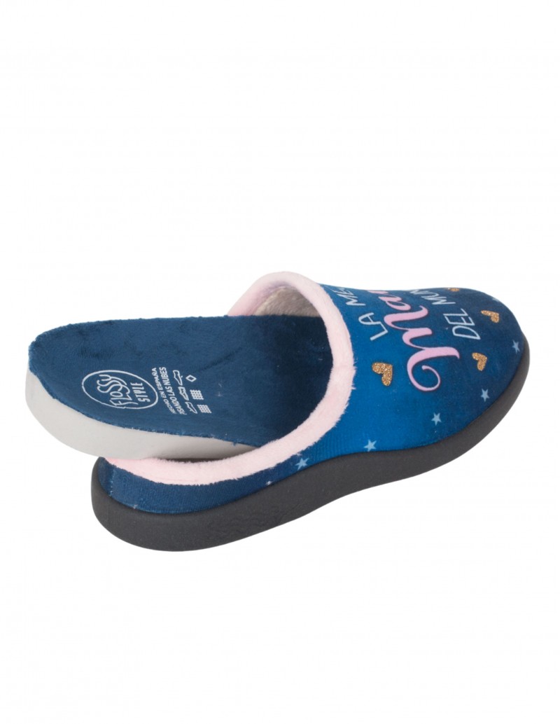 Zapatillas Casa Descalzas Mujer Cuña Azul - PERA LIMONERA