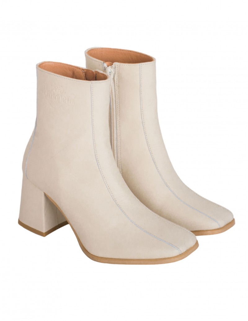 Botines Vestir Piel Beige mujer