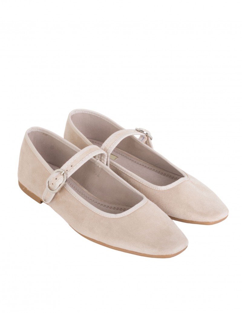Bailarinas Mary Jane Hebilla Beige 2