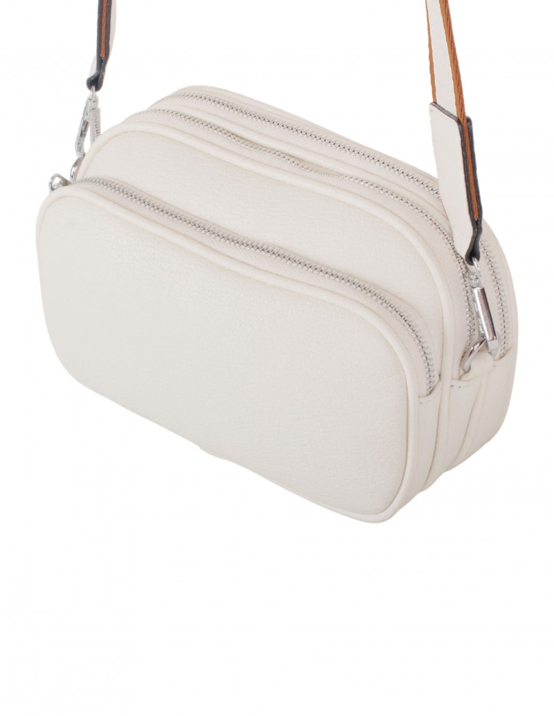 Comprar bolso bandolera ovalado de color beige para mujer