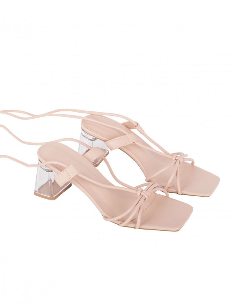 Sandalias Tacón Lace Up Nude 2