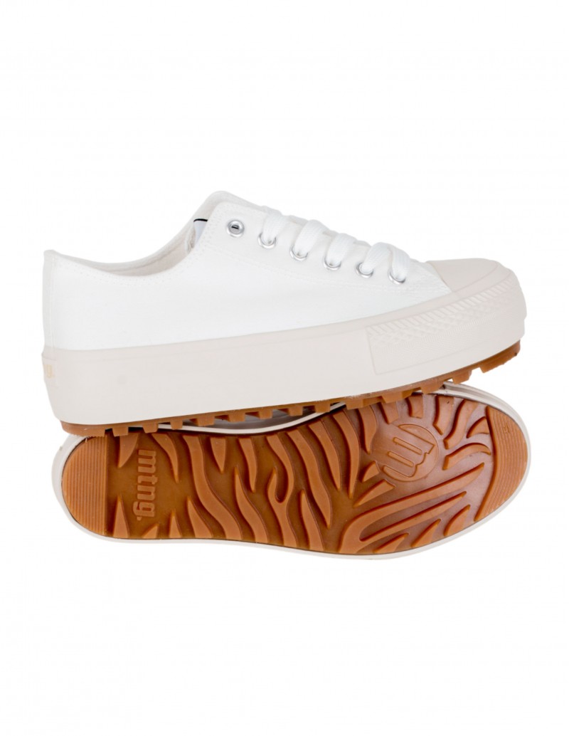 Zapatillas color blanco Mustang para mujer con suela crema