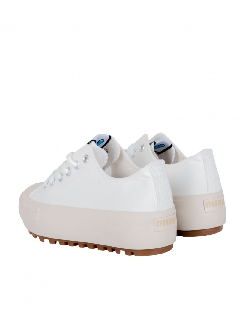 Zapatillas mustang recicladas color blanco y crudo con plataforma