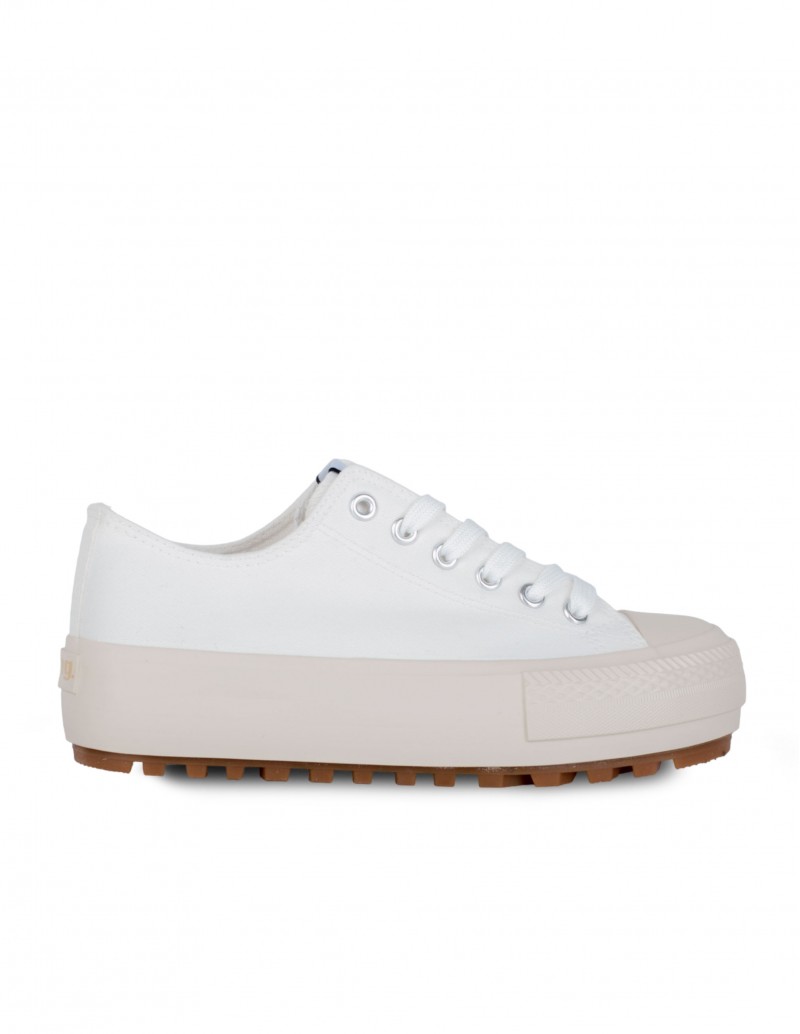 Zapatillas blancas de plataforma para mujer Mustang con plataforma estilo track