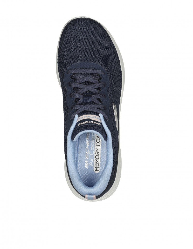 Zapatillas deportivas skechers para mujer azul marino con interior azul claro