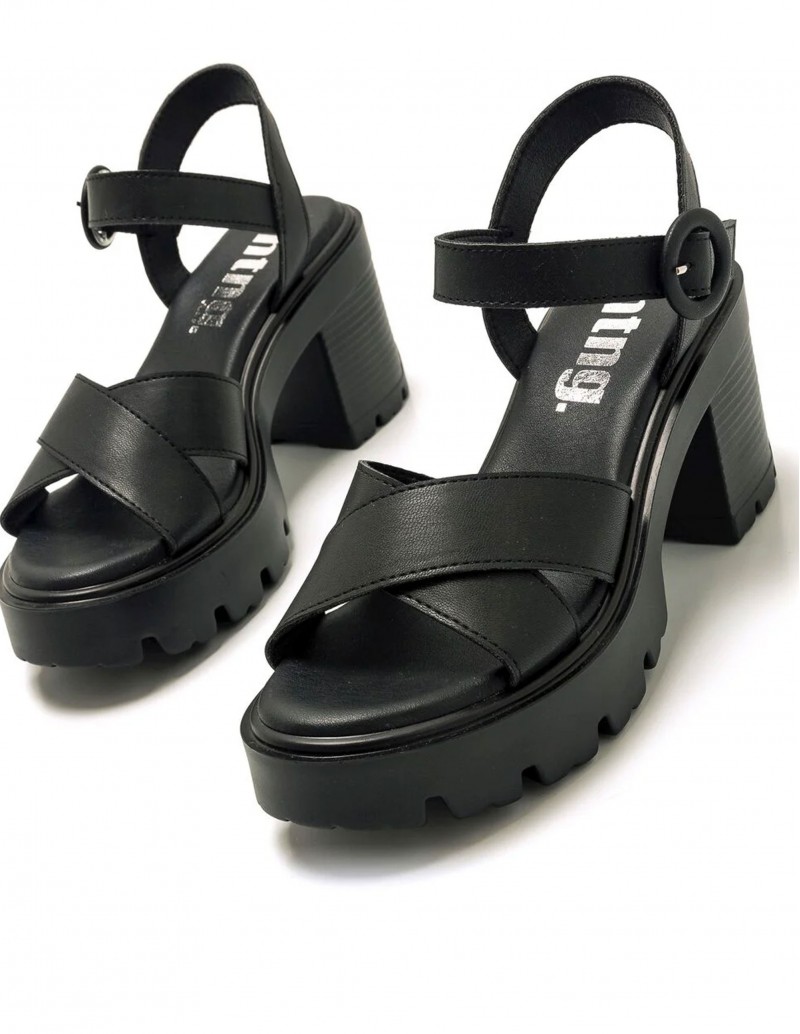 Sandalias Negras Tacón Track PERA LIMONERA