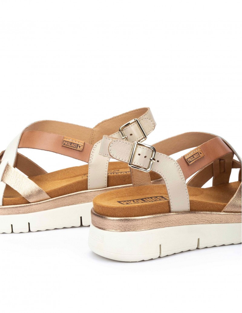 Sandalias Pikolinos deportivas para mujer color marron, bronce y blanco