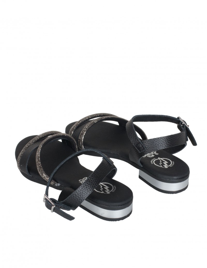 Sandalias Planas Negras Brillos PERA LIMONERA