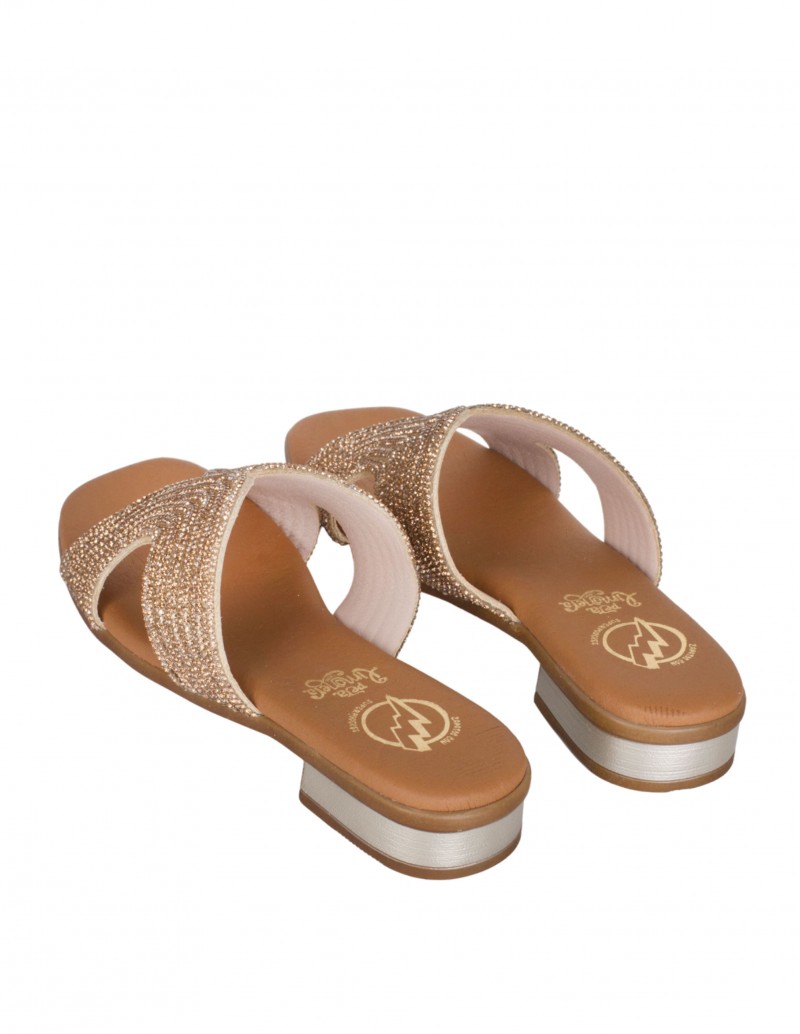 Comprar sandalias bronce con brillos marca Pera Limonera