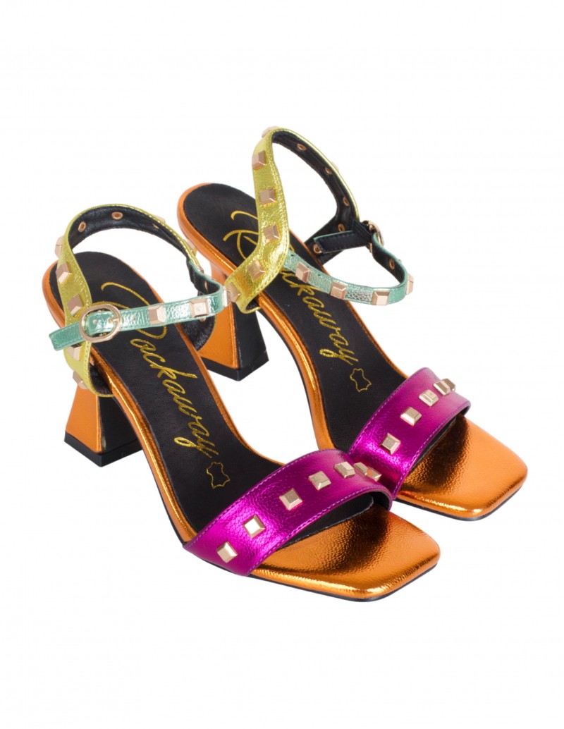 Sandalias de fiesta multicolor metalizadas con detalle de tachuelas Rockaway