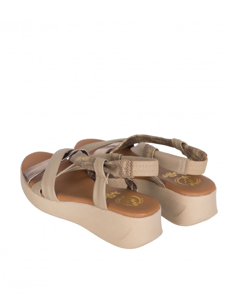 Sandalias Cuña Baja Tiras Taupe PERA LIMONERA