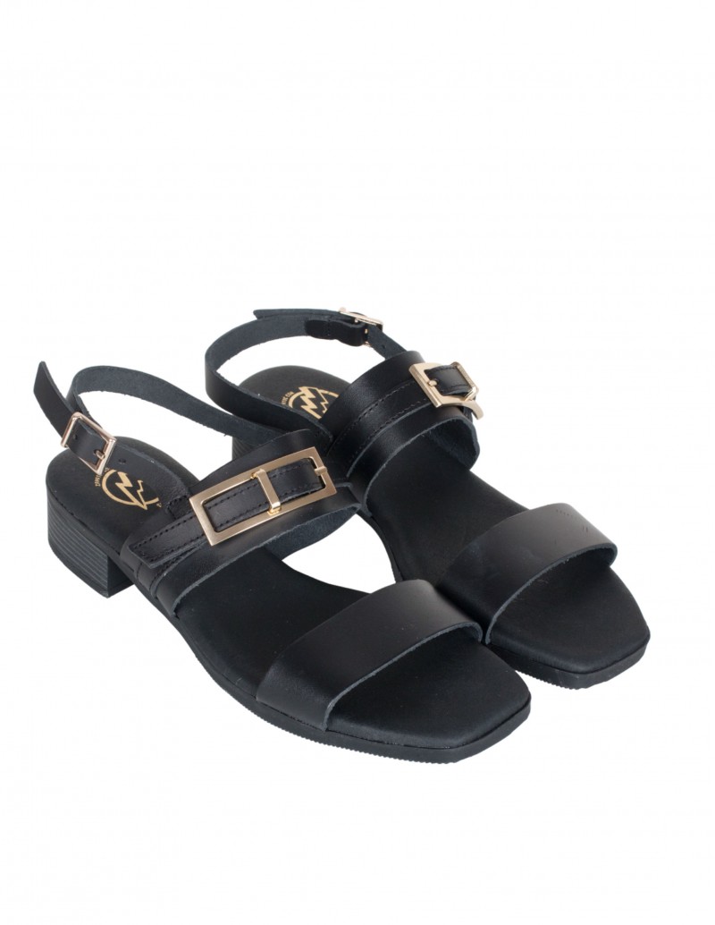 Sandalias negras con tacón bajo para mujer 2