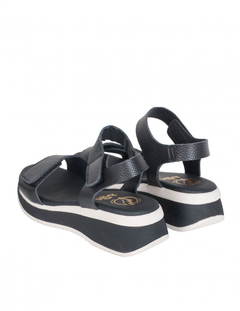Sandalias Velcro Cuña Negras PERA LIMONERA