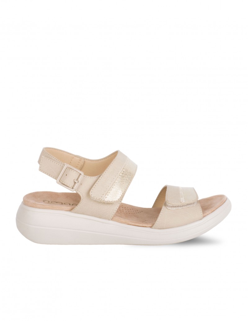 Sandalias con velcro beige para mujer Amarpies