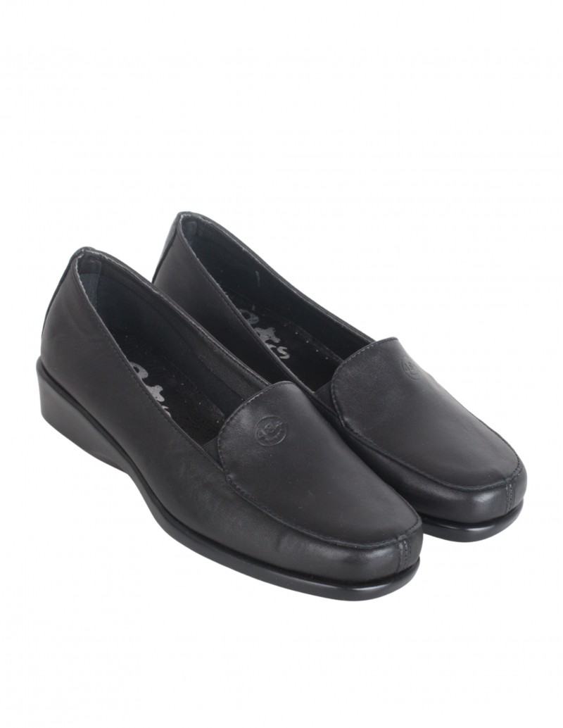 Mocasines negros de piel para mujer con cuña marca 48 Hours 2