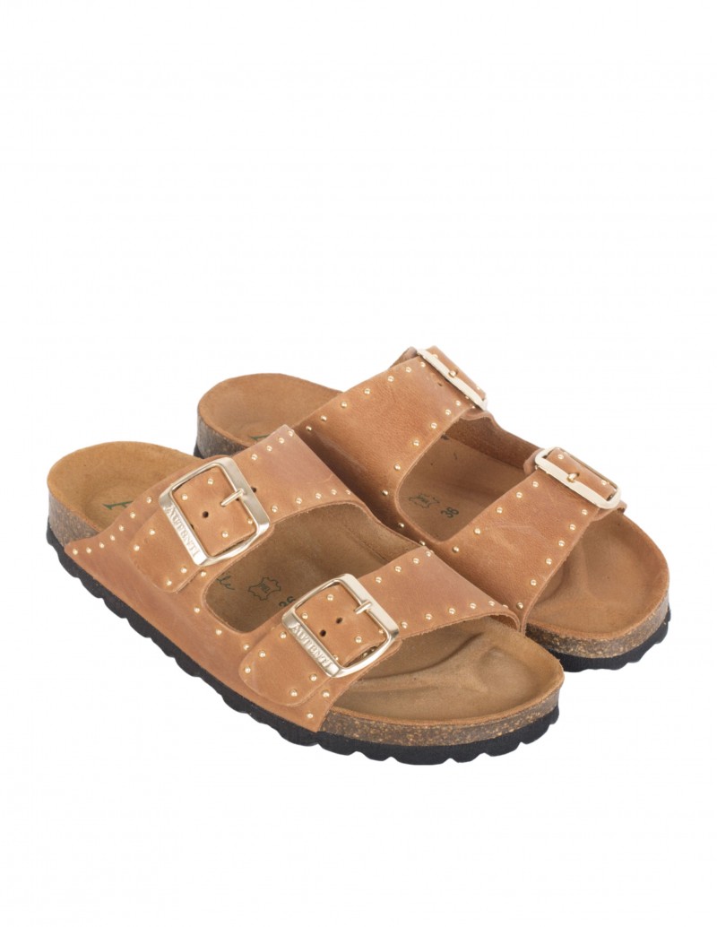 Cuero Sandalias Bio Dos Hebillas Sandalias Bio Hebillas Tachuelas