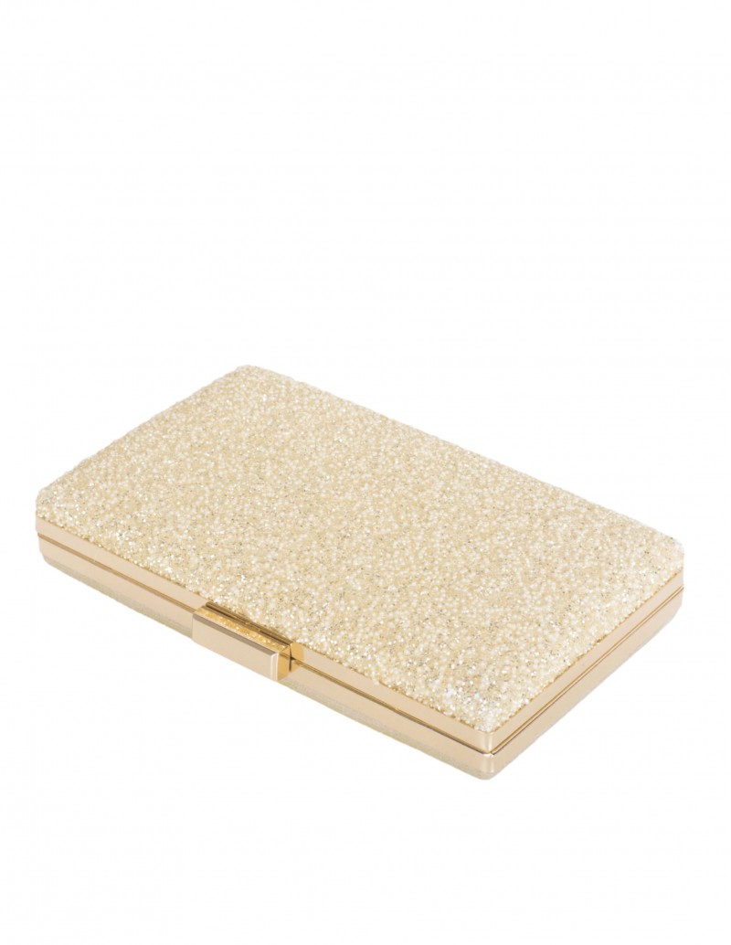 Interior bolso con purpurina fiesta tipo clutch color dorado 2