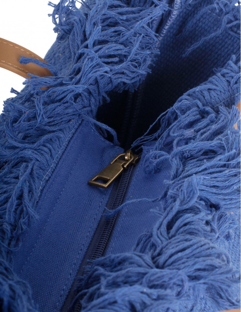 Bolso grande para playa color azul cremallera