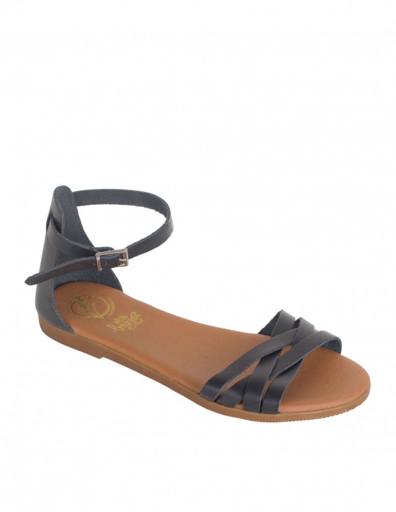 Sandalias Negras Planas Pulsera Mujer