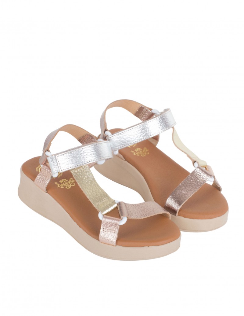 Sandalias Velcro Piel Metalizada PERA LIMONERA 2