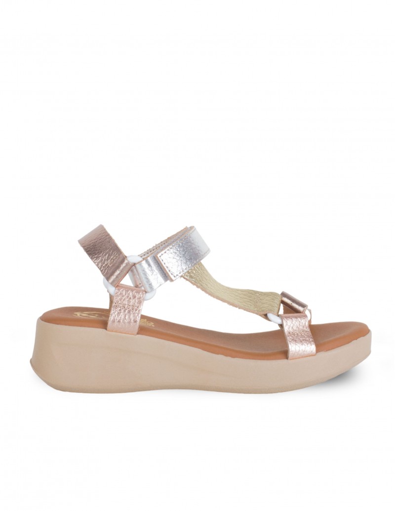 Sandalias Velcro Piel Metalizada PERA LIMONERA