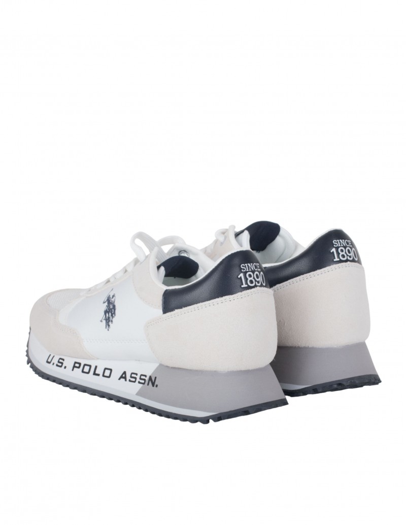 Detalle trasero zapatillas US Polo Assn blancas modelo Cleef urbanas para hombre