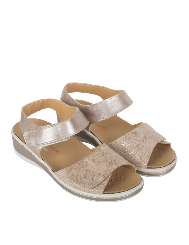 Sandalias Doctor Cutillas beige con velcro para mujer 2