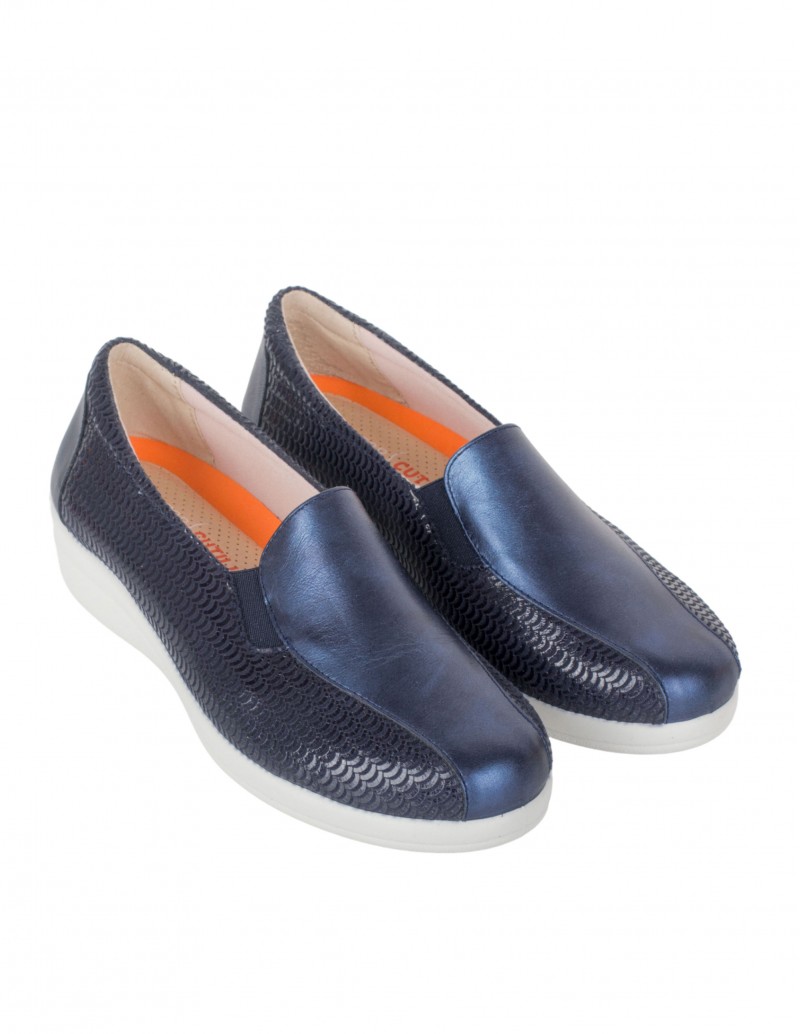 Zapato azul marino con cuña sin cordones para mujer Doctor Cutillas 2