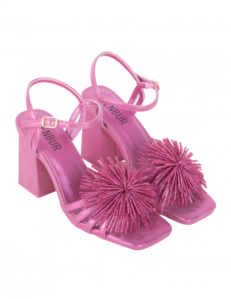 Sandalias fucsia tacón ancho 2