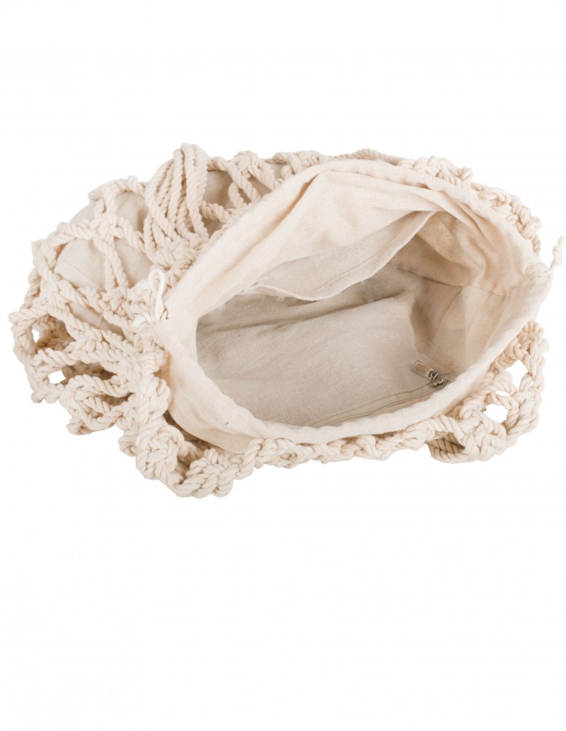 bolso macramé playa beige