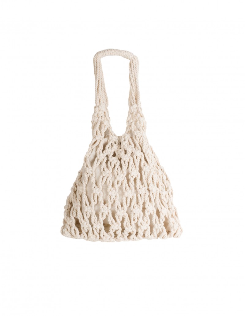 bolso cuerdas macramé beige