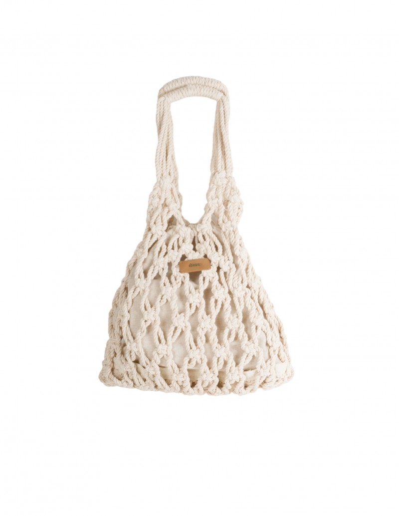 bolso macramé cuerdas beige