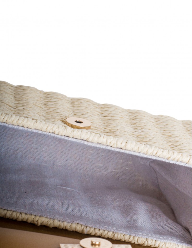 Interior bolso caja rafia marrón