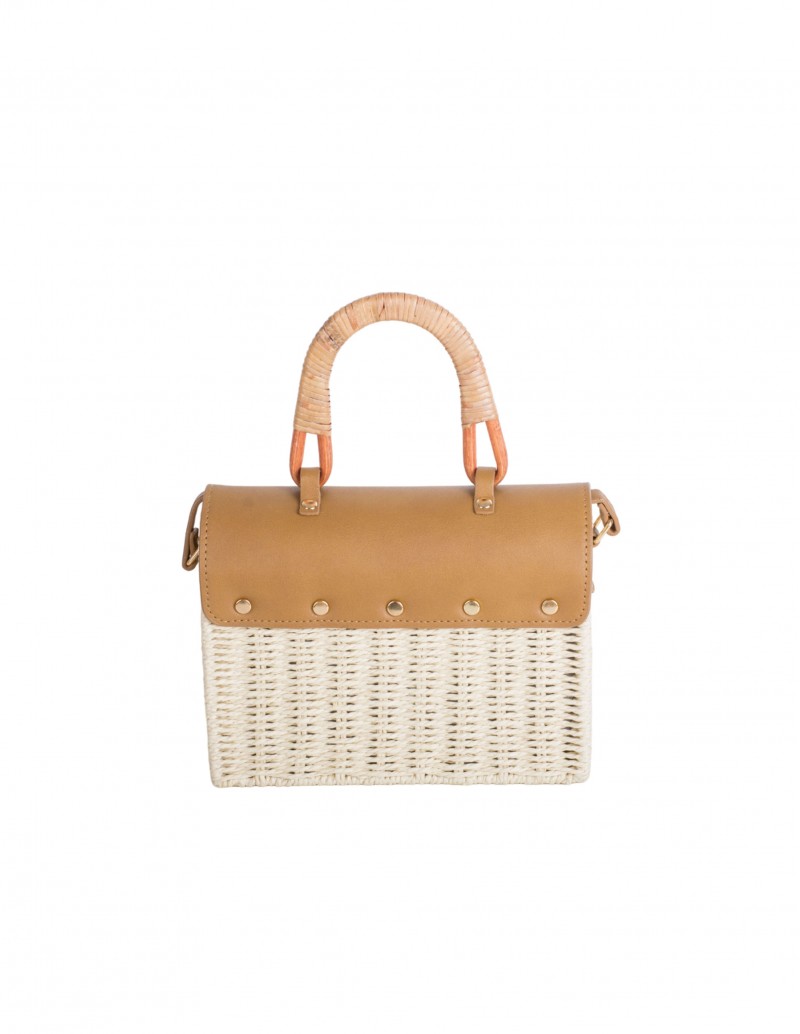 Trasera bolso caja rafia marrón