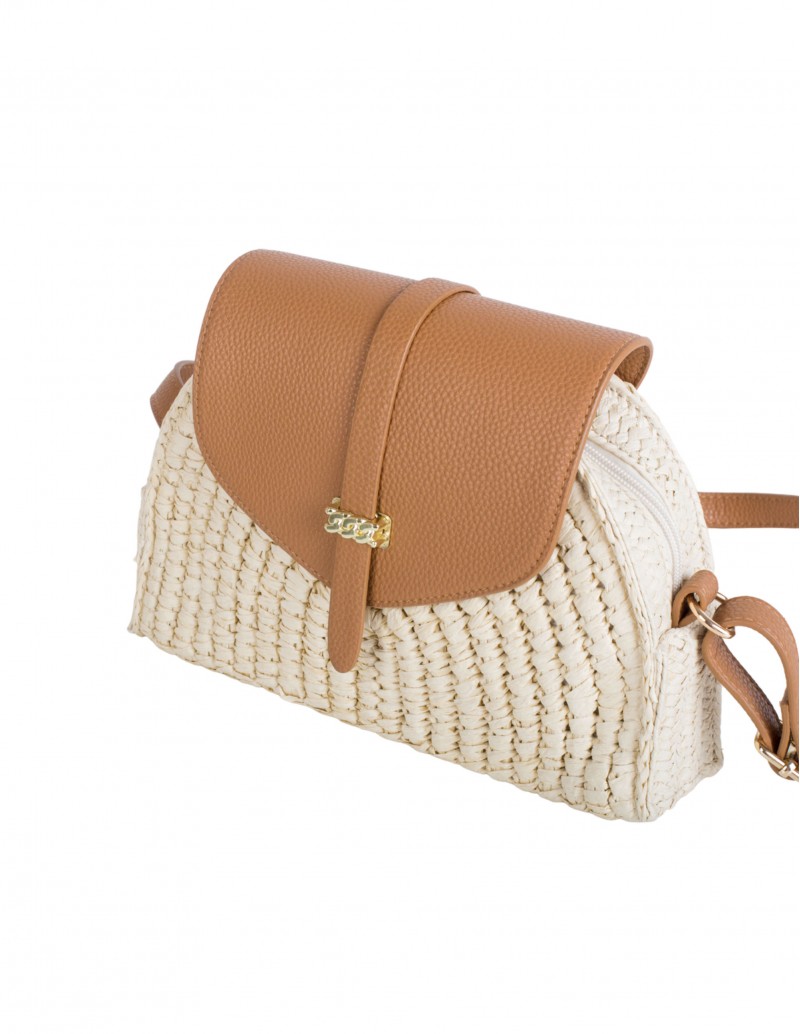 Bolso bandolera rafia marrón 2