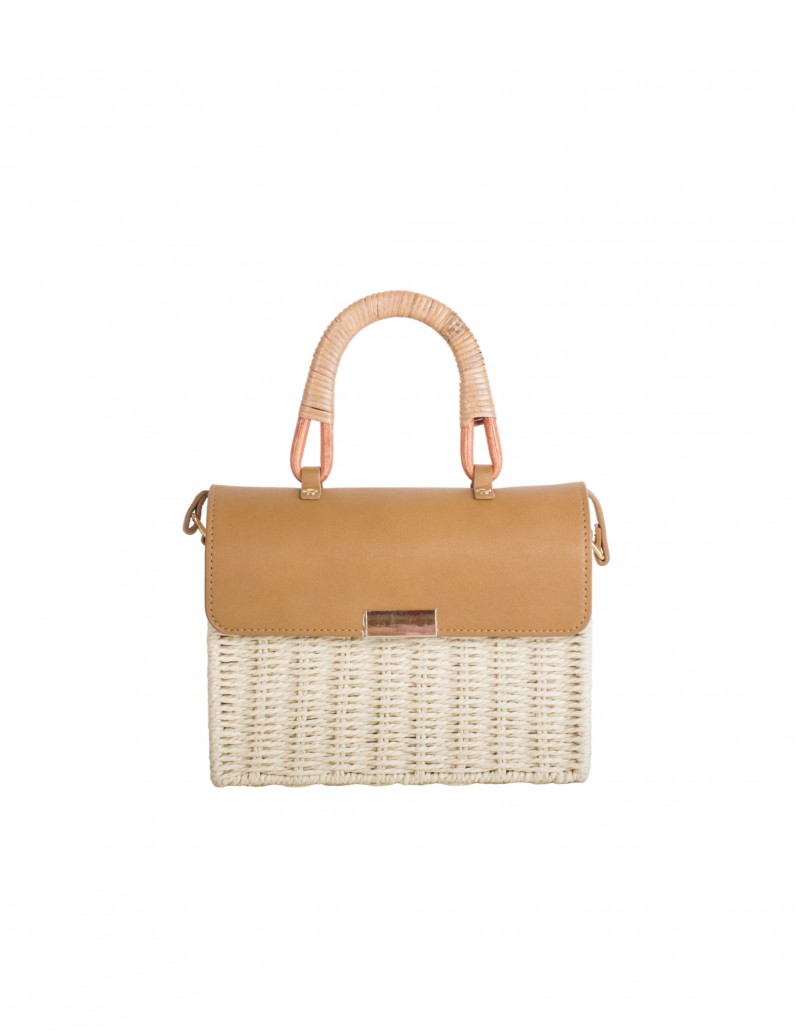 Bolso caja rafia marrón