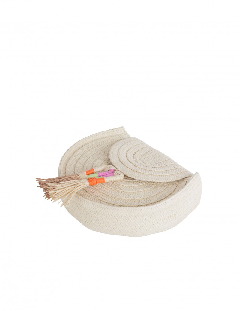 bolso bandolera rafia borlas colores